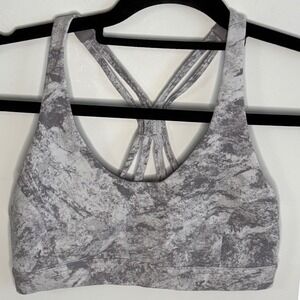 Lululemon Free To Be Wild Sports Bra Grey White Marble Strappy Yoga Bra